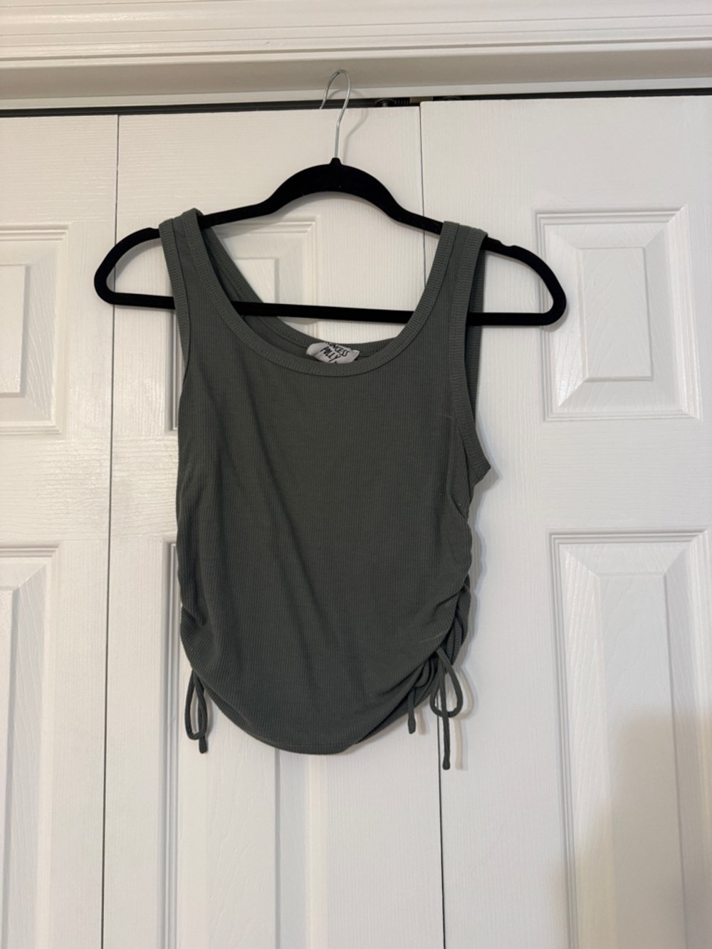 Princess Polly Olive Ribbed Side-Tie Tank